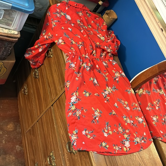 Speed Limit M P H Red Floral Mini Dress Button 3/4 Short Sleeves Elastic Waist S - Picture 14 of 16